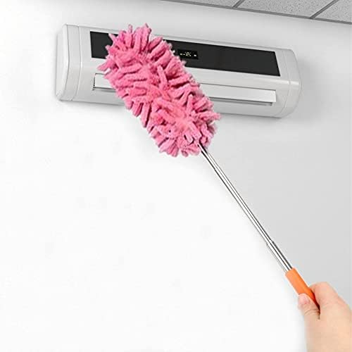 Extendable Feather Duster Telescopic Microfiber Cleaning Duster 30" Extending Stainless Steel Handle Silicone Cap Washable Dusting Fluffy Feather Brush Home Window Cobweb Ceiling Cleaning (Pack of 1)