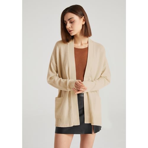 Image of GreenMount Women's 100% Pure Cashmere Cardigan Sweater Soft and Warm Long Sleeve Oversize Loose Cardigan with Pocket