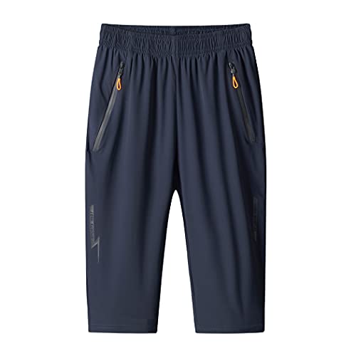 MakingDa Herren-Shorts, 3/4-Jogger, Caprihose, lässig, Sport, Sommer, lockerer Reißverschluss, Fitnessstudio, Laufen, Trainingshose, elastische Taille, unterhalb des Knies, kurze Hose mit