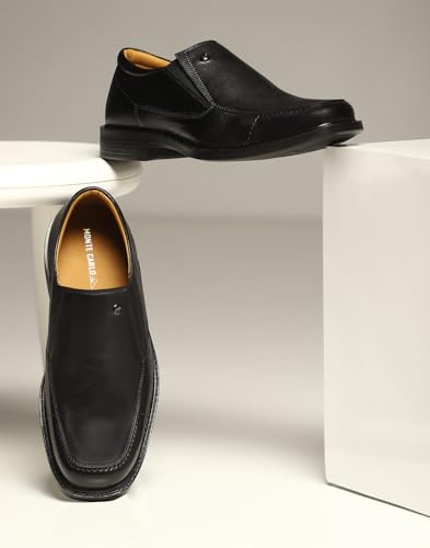 Image of Monte Carlo Mens Solid Slip on Genuine Leather Loafers (201808FW)