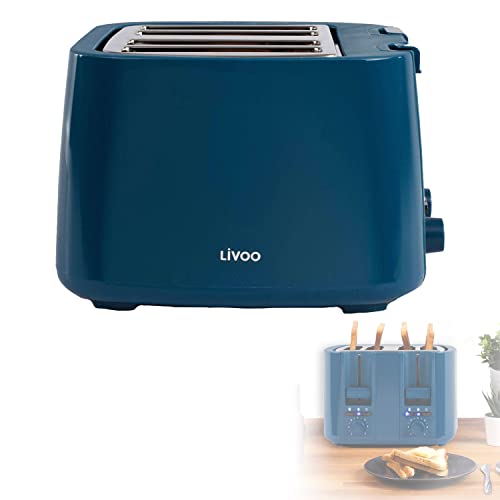 Toaster 4er Blau 4 Scheiben Toaster Regelbarer Thermostat Toastautomat (4 Schlitzen, 1500 Watt, kalte Wände, 7 Stufen…
