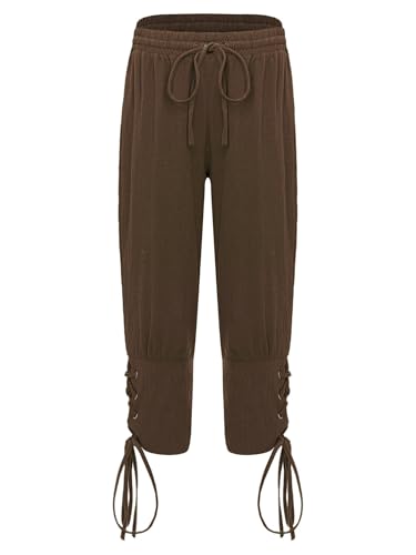 Hansber Kids Boys Medieval Renaissance Pants Lace Up Pants Viking Steampunk Sweatpants Loose Fit Trouser