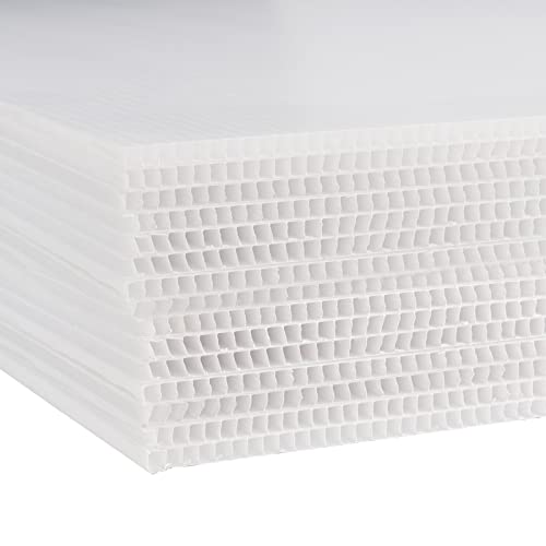 Image of MOUYAT 15 Pack 18 x 24 Inch Large White Corrugated Plastic Sheets, 5 /32 Inch 4mm Thick Waterproof Corrugated Plastic Sale Sign Blank Board for Dividers, Poster Board, Yard Making Signs