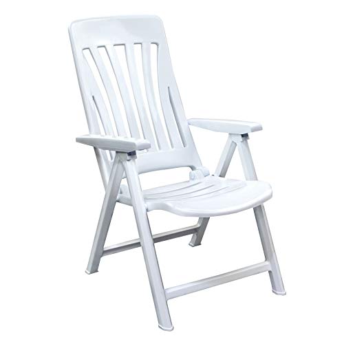 Resol Blanes Reclining Garden Chair 5-Position Adjustable Backrest - White - Heavy Duty...