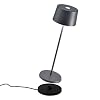 Zafferano – Olivia Pro Kabellose LED-Tischleuchte aus Aluminium, dimmbar, IP65-Schutz, Indoor/Outdoor Benutzung, EU-Stecker – H: 35,5cm (Dunkelgrau), ZAFOLIVIAPRO-GY