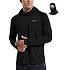 baleaf Men's UPF 50+ Performance Fishing Long Sleeve Shirts Hoodie with Zip Mask UV SPF Sun Protection Shirt Black L
