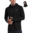 baleaf Men's UPF 50+ Performance Fishing Long Sleeve Shirts Hoodie with Zip Mask UV SPF Sun Protection Shirt Black L
