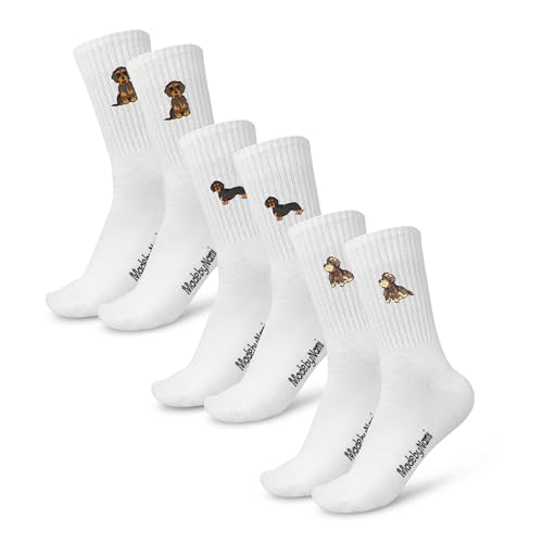 Made by Nami 3 Paar Lustige Socken Damen & Herren mit Motiv im Set Dackel Socken Festival Accessoires (35-40, Dackel)