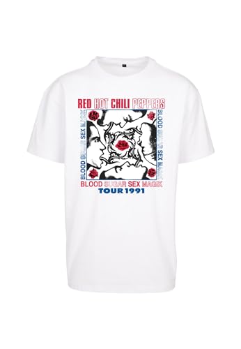 MT Upscale Mt2472 Red Hot Chilli Peppers-Té Grande Camiseta, Blanco, S Hombres