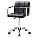 Chaise de bureau pivotante réglable en hauteur avec accoudoir, en cuir synthétique rembourré pour ordinateur à domicile, bureau, étude, 53 x 38 x 31 cm (noir)