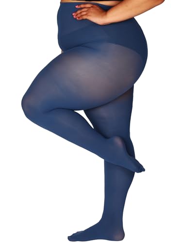 Image of HONENNA Queen Plus Size Tights Semi Opaque Control Top High Waist Stockings Nylons Pantyhose for Women 1X 2X 3X 4X 5X 6X