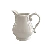 WAIT FLY Vintage Embossed Creamer & Sauce Pitcher - Milk Jug & Serving Pitcher for Kitchen - White Creamer
