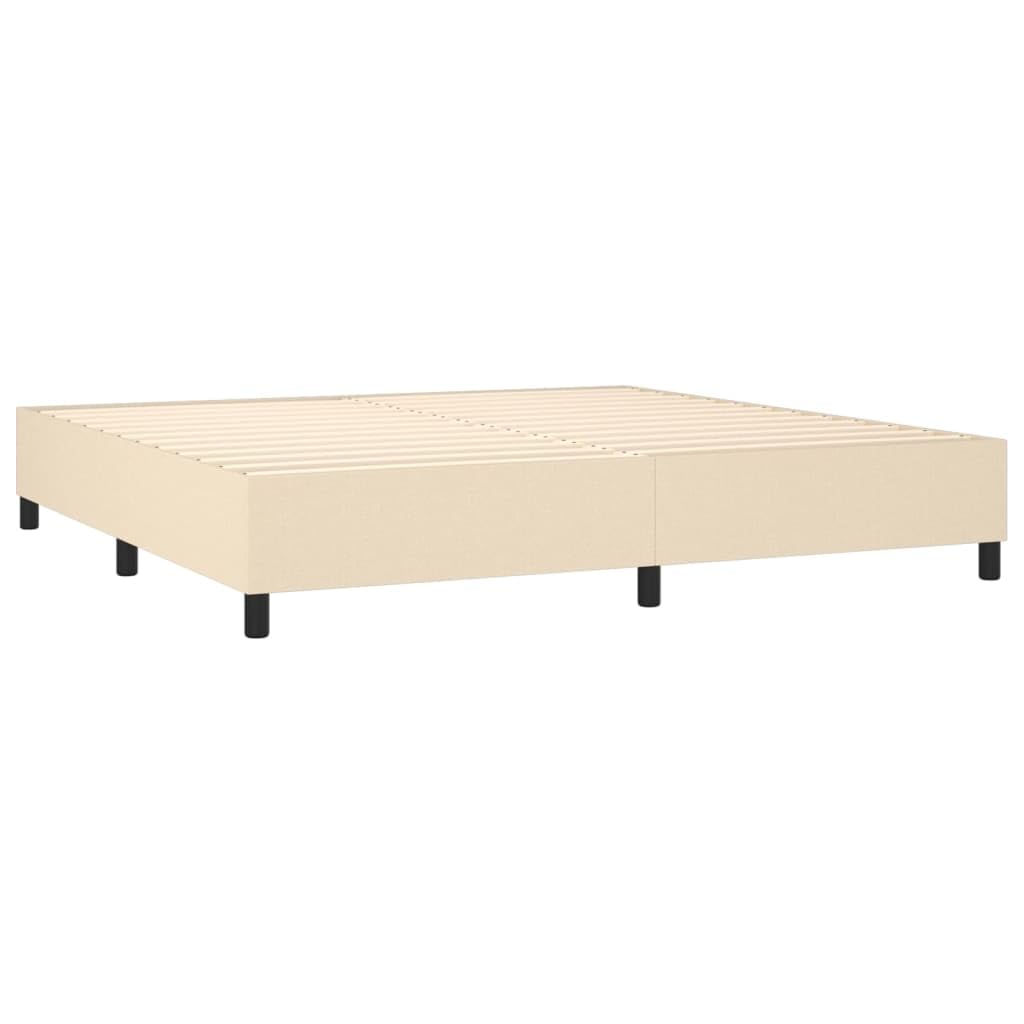 Tkanina Regulowany zagłówek LED Łóżko kontynentalne 200x200 cm Kremowy