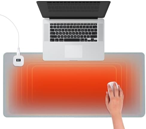 Tapis de Souris Chauffant, 80x33cm Tapis de Bureau Sous Main Chau...