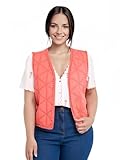 Afibel - Veste Matelassée Brodée Sans Manches Femme Rose Coton - Taille : Tu