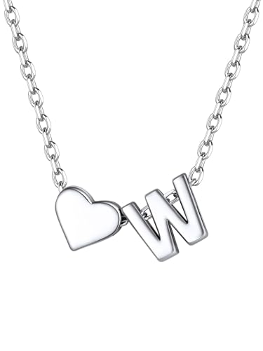 Collier Cœur Femme Anti-Allergie Argent 925 Chaîne Solide Pendentif Initiale M
