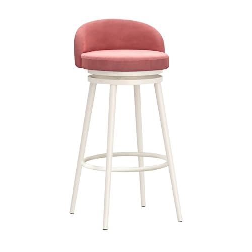 Taburetes de bar de terciopelo 1 pieza, taburetes de bar giratorios de altura con respaldo bajo, sillas de bar de metal con asiento de cojín suave y patas de metal blanco, altura del asiento de 65 cm,