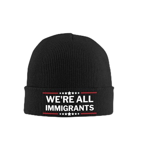 Koihslu We're All Immigrants Knit Beanie Winter Hat Warm Soft