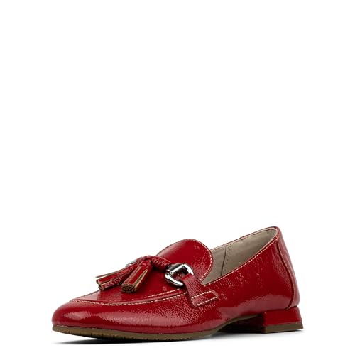 Donald Pliner Women's Fabia Loafers, Size 5.5 in Tomato Crinkle Patent, Comfortable & Classy Dressy Flat Loafers for Women, Everyday Essential Ladies Flat Shoes for Office Work, Business, Events