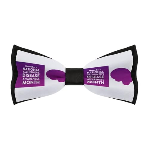 Jyyau Alzheimer’s Disease Awareness Month Bow Tie Adjustable Necktie For Men Business Fashion Pre-tied Tie Neckwear Novelty Accessory For Weddings Party Festival