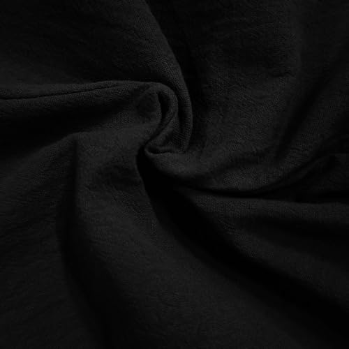 Women's Casual Jumpsuits Cotton Linen Loose Long Sleeves One Piece Overalls Tie Wide Leg Pant Rompers With Pockets（Black，Medium）