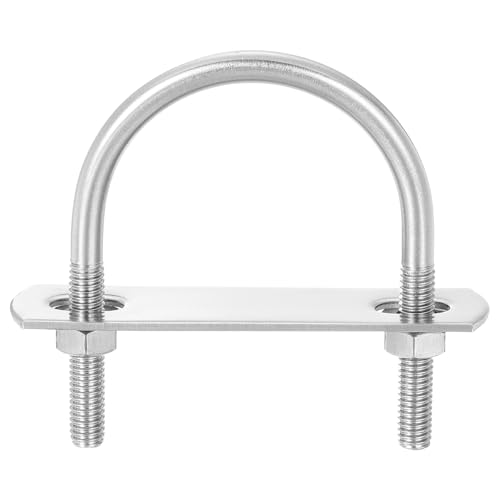 Image of uxcell Round U-Bolts, 6 Sets 47mm(1.85 inch) Inner Width 65mm Length M6 304 Stainless Steel U Clamp Bolt with Nuts and Plates, for Boat Trailer