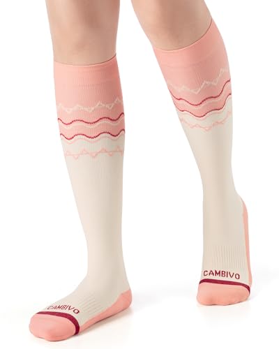 CAMBIVO Calze Compressione Graduata Donna, Gambaletti Compressione 15-20 mmHg, Calze Elastiche a Compressione, Calze Sportive alla Moda per Corsa, Ciclismo, Pallavolo, Yoga, Viaggi, Lavoro, Infermiera