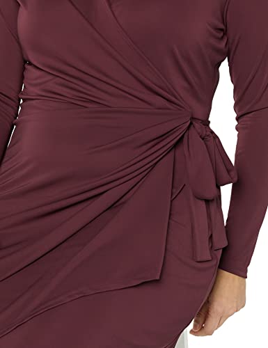 Amazon Essentials Women's Long-sleeved Classic Wrap Dress (Available in Plus Sizes), Burgundy, 5XL Plus