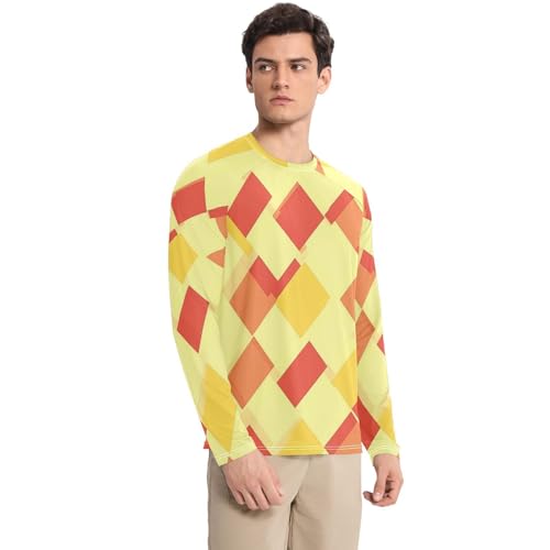 Yellow Red Mushroom UPF 50+ Sun Shirts for Men Loose Crew Neck Comfort Rash Guard Long Sleeve Outdoors3