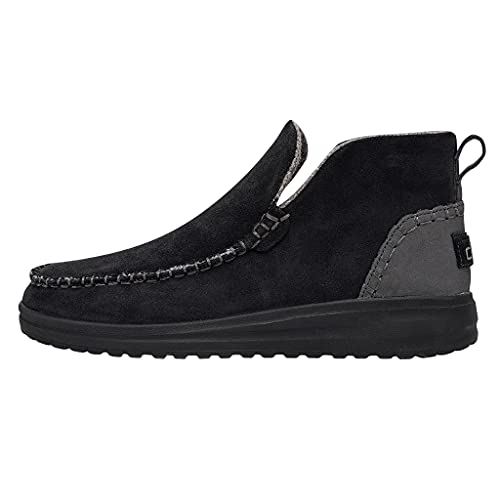 HEYDUDE Denny Suede Black Size 11 | Women's Boots | Women's Pull on Boots | Comfortable & Light-Weight