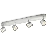 Philips myLiving Star - Barra de focos, LED, 4 luces, aluminio, luz blanca cálida, 3 W, color gris