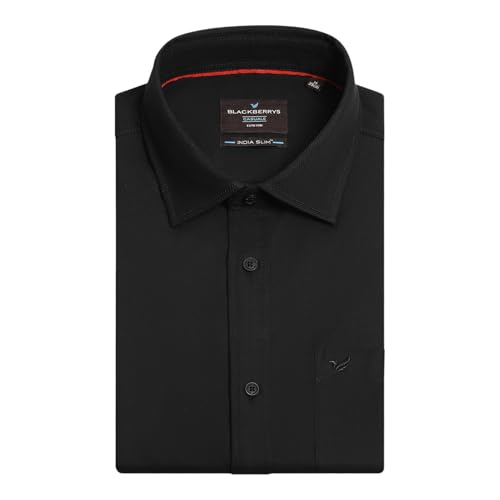 Image of blackberrys Men Solid Shirt with Structured Design, Full Sleeves and Clean Finish | Designed for Office Routine, Workplace Styling and Professional Settings