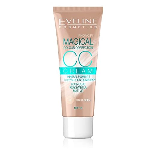 Eveline Cosmetics Magische Farbkorrektur CC Cream - Multifunktionales Make-up SPF 15, Farbton: Light Beige, 30ml