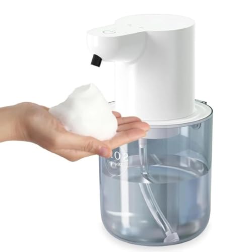 Homeponnew Dispenser automatico di sapone in schiuma per cucina o bagno, uscita in schiuma touchless regolabile a 4 livelli, design ABS a parete, compatibile con liquido e sapone per piatti (bianco)