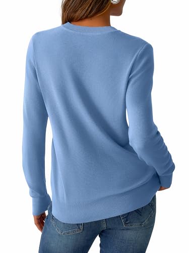 Women's V Neck Sweater Wool Blend Lightweight Soft Pullover Long Sleeve Tops Business Casual Fall Outfits 2025 Trendy3