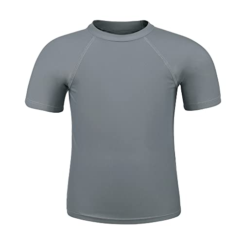 Kaku Nanu Boys Rash Guard Upf 50+ Sun Shirt Toddler Short Sleeve（Dark Grey，4T） #TOP1