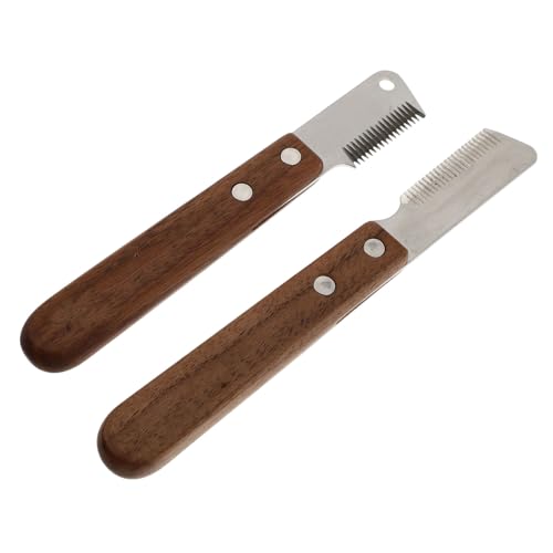 FONDOTIN 2pcs PET Grooming Comb Set for Dogs Cats Undercoat Rake Ergonomic Handles PET Hair Removal Tools for Shedding and De-Matting