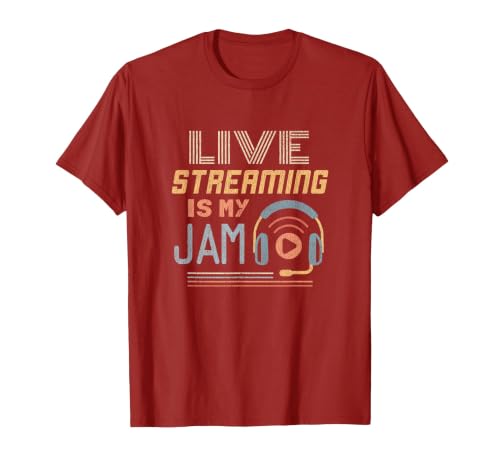 Live Streaming - Funny Web Streamer T-Shirt, Men, Cranberry Red, X-Large