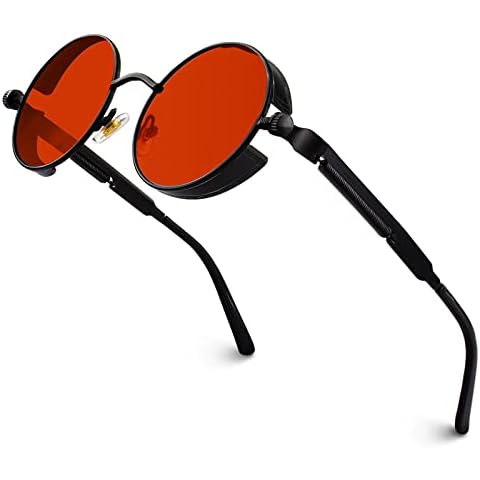 GQUEEN Retro Round Circle Polarised Steampunk Sunglasses Mens Womens UV400 Protection Cover