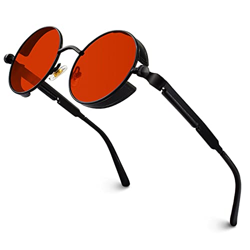 Image of GQUEEN Retro Round Circle Steampunk Sunglasses Polarized Metal Alloy for Women Men MTS2