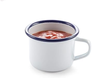 HENDI Mini Mug with Handle with a Beautiful Blue Rim Abrasion-Resistant Espresso Cup Coffee Cup Coffee Cup Tea Mug 120 ml Diameter 70 x (H) 50 mm Enamelled Steel