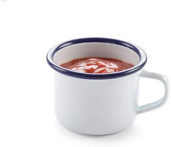 HENDI Mini Mug with Handle with a Beautiful Blue Rim Abrasion-Resistant Espresso Cup Coffee Cup Coffee Cup Tea Mug 120 ml Diameter 70 x (H) 50 mm Enamelled Steel