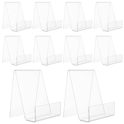 VIDETOL 16 Pcs Acrylic Book Stands for Display, Transparent Book Display Stand with Labels, Acrylic Bookshelf for Displaying Books, Music Sheets, Notebooks, Picture Albums and Artworks