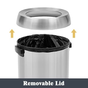Miniatura 2 de GlowSol Basurero de cocina de gran capacidad de 17 galones, cubo de basura abierto comercial, cubo de basura de acero inoxidable cepillado