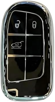 AutoHan Keys Lüx Egea Cross, 500X, 500L Uyumlu Anahtar Kılıfı, 3 Buton Nano Tasarım, Siyah Gümüş Renk