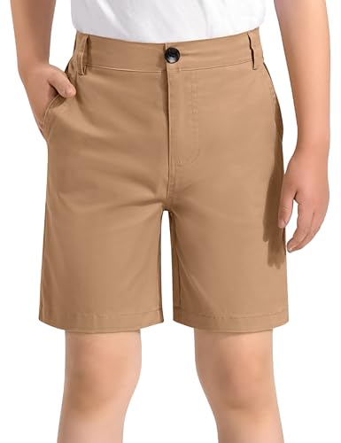 KEREDA Boys Uniform Shorts Elastic Waist Kids Golf Dress Preppy School Shorts with Pockets