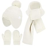 Bequemer Laden Bebe Enfants Hiver Bonnet Pompon Gants Mitaine Écharpe Ensemble avec Cache...