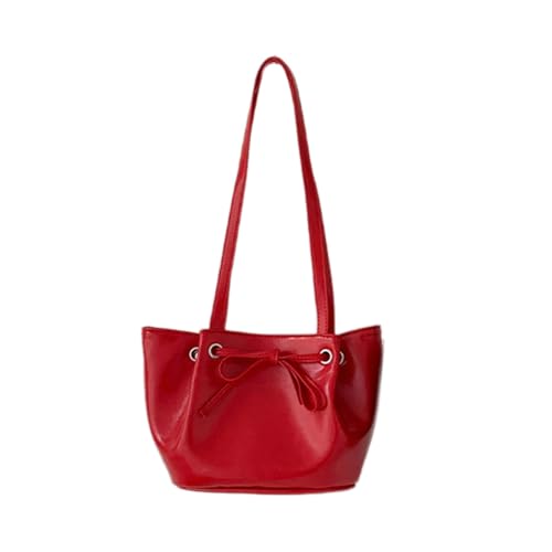 Sac à bandoulière en cuir PU souple et grand volume couleur unie