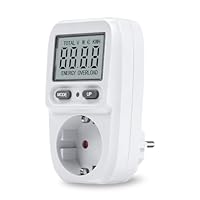 Stromverbrauchsmesser Energiekostenmessgerät mit LCD Display, Stromzähler für Steckdose, Strommessgerät mit Überlastungsschutz, 5 Messmodi, KWh Wattmeter bis 3680W