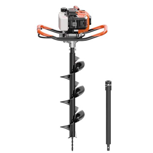 WORKIT 43CC Post Hole Digger Auger Post Hole Digger Easy Start 2-Cycle Xtreme Engine Gas Powered Earth Auger with 8 Auger Drill Bit 20 Extension Rods EPA Certification for Farmland Garden